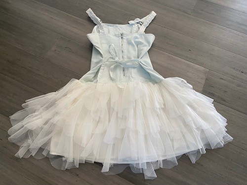 BISCOTTI * Girl's Suspender Tutu Dress * Light Blue/Cream * fits 12 14 16 - Picture 7 of 11