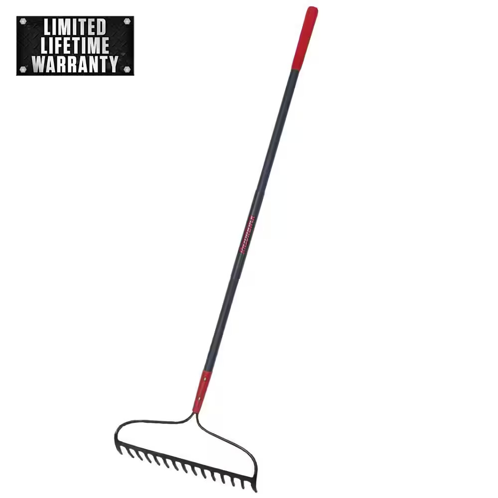 Razor-Back Garden Landscaping Forged Steel Bow Rake 61"Fiberglass Handle 15-Tine