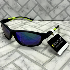 NWT Body Glove Sunglasses BGPC 24 423 NEON MIR Black/Neon Green Wrap Mirrored