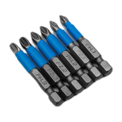 6Pcs Non-slip Screwdriver Bit Set Electric-Impact PH1/PH2/PH3/PZ1/PZ2/PZ3