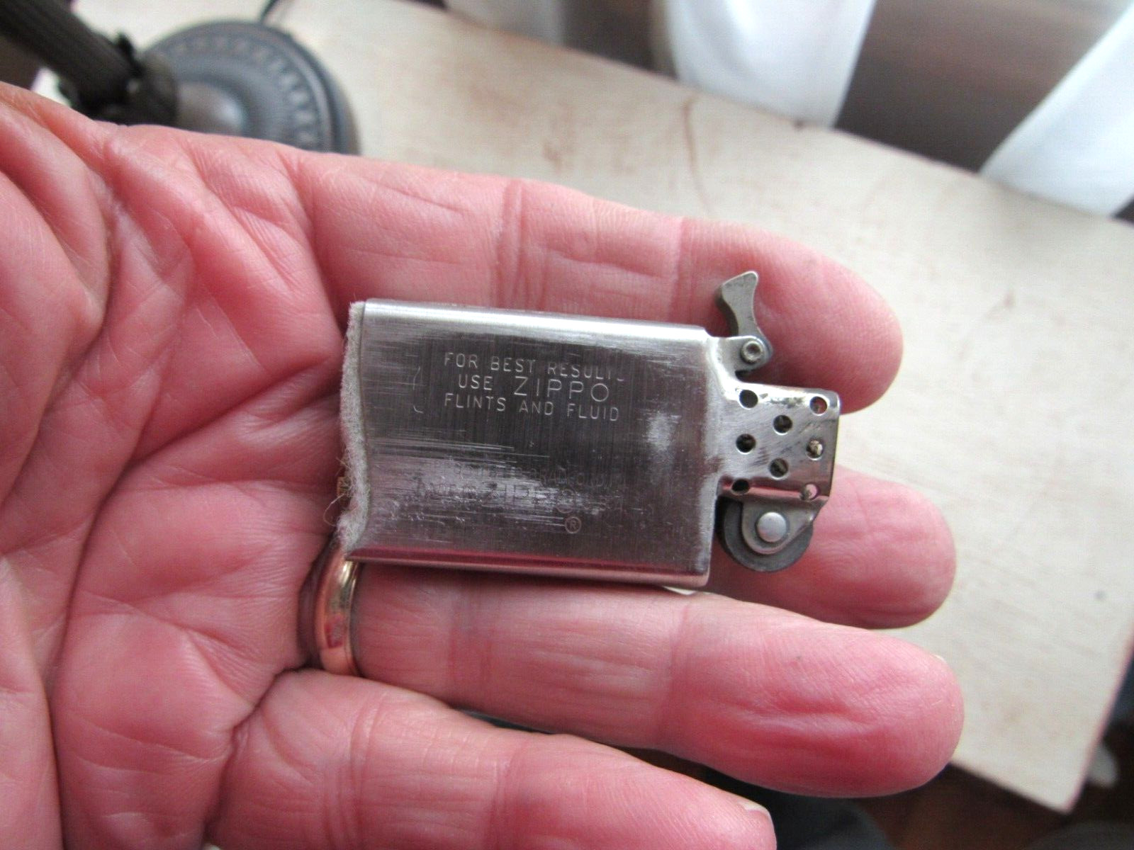 Vintage Slim Line Zippo&nbsp;High Polish&nbsp;Cross Hatch Monogram Cigarette Lighter 1966