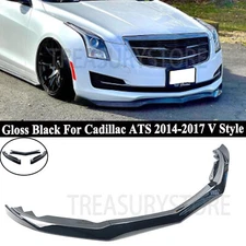 For Cadillac ATS 14-17 V Style Gloss Black Front Bumper Lip Splitter Spoiler Kit