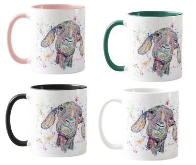 Ziege Bauernhof Tiere Aquarell Regenbogen Kunst farbig Becher Tasse Geschenk