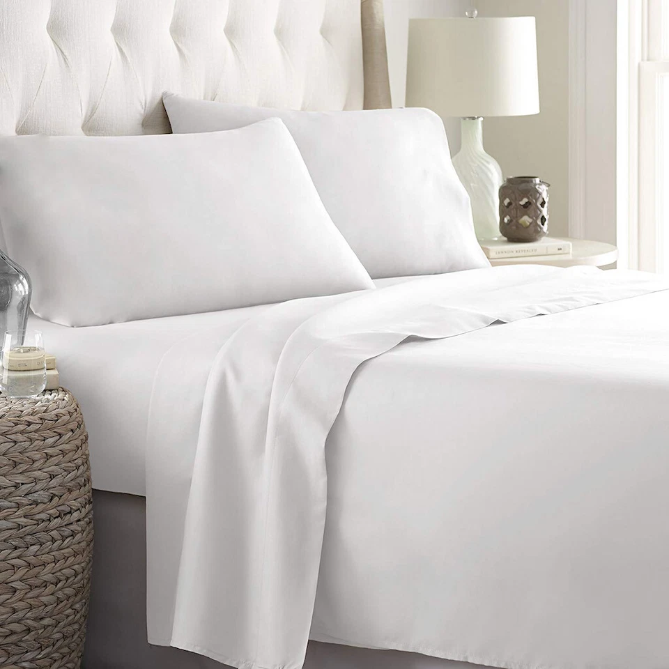 Completo Lenzuola Puro Cotone 100% Morbido Tinta Unita 3 Misure Vari Colori - Immagine 2 di 4