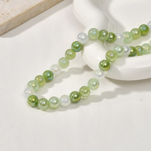 Weihnachten Schmuck Basteln 8mm rund Perlen bunt Regenbogen Glasperlen glänzend - Bild 10 von 32