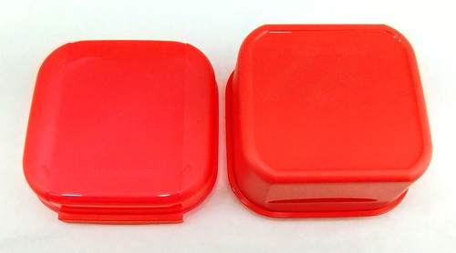 TUPPERWARE Mini Storz Lote Contenedor de Almacenamiento 6181A Rojo Tapa Abatible Tapa Transparente - Imagen 6 de 7