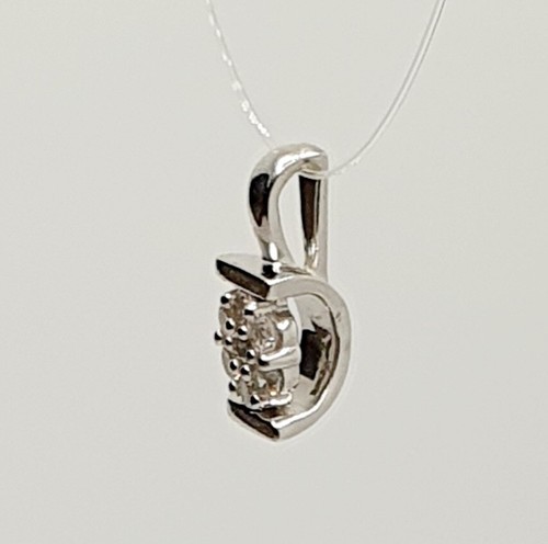 Fancy 9ct Gold Diamond Cluster 0.15ct White Gold Pendant Hallmarked - Picture 5 of 20