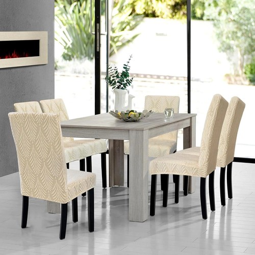Cubierta de silla de comedor extraíble de tela jacquard gruesa 4/6 piezas - Imagen 5 de 41