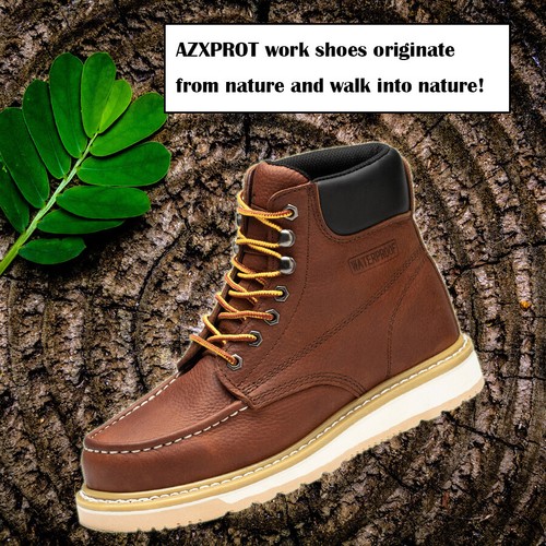 Work Boot NON-SLIP NEW Men Bull Run Moc Toe 6" Waterproof Shoe GenuineLeather - Picture 8 of 19