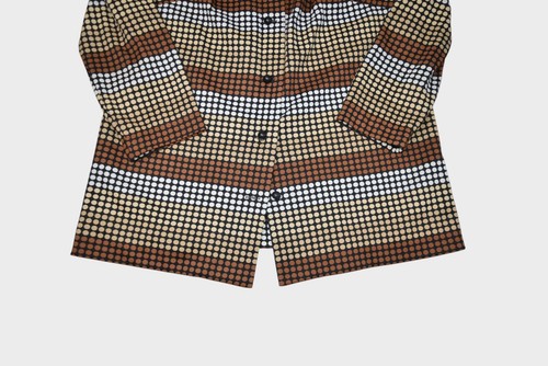 Vintage 60s Blouse Womens L Brown Polka Dot Mod Disco Long Sleeve Shirt Shroyers - Picture 2 of 7