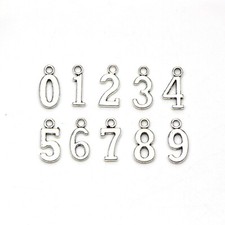 100Pcs Tibet Silver Number Charms Pendant for Jewellery Making Craft