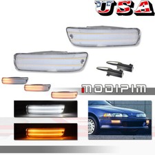 For 1992-1993 Acura Integra Switchback Led Front Bumper Drl Signal Lights Clear