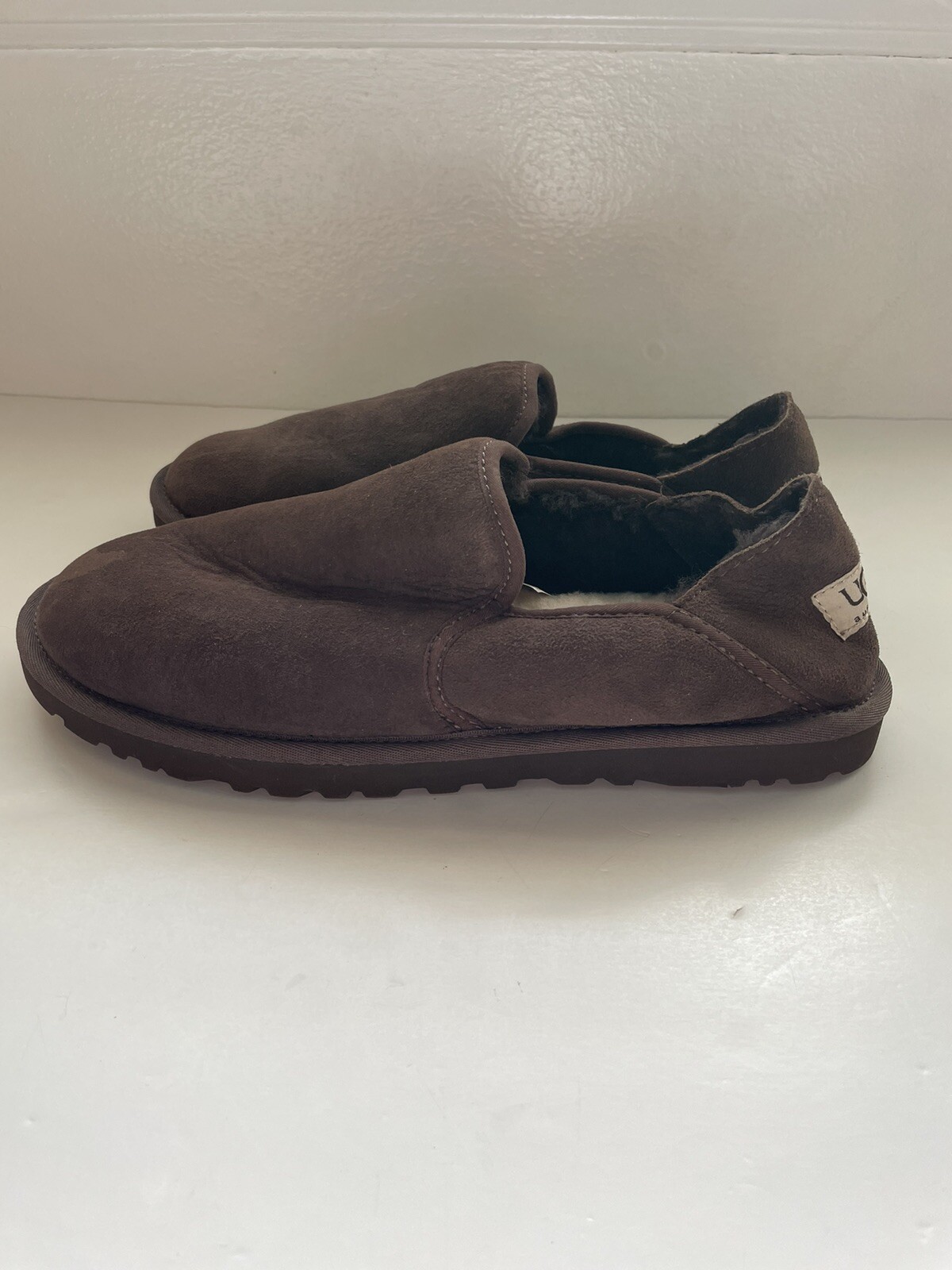 SAOLA Pantofole da uomo Ugg marroni suola rigida pelle di pecora taglia 10