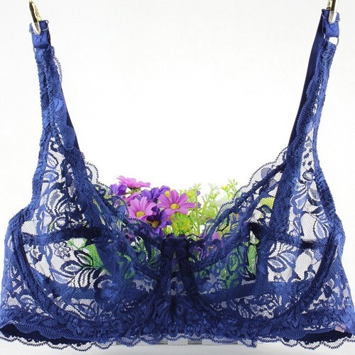 Sexy Women Underwear Bra Lace Half Cup See Through Transparent Plus Size Bras - Picture 21 of 39