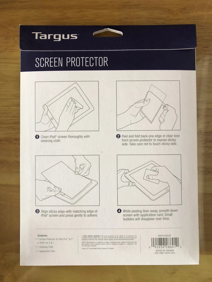 Targus Thin and Clear Screen Protector for IPAD PRO 9.7, AIR 2, AIR 1 AWV1252US - Image 2 of 2