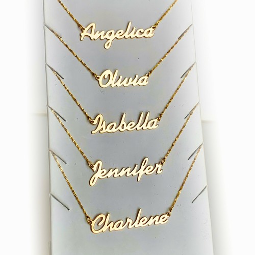 GOLD ANY Name Plate Necklace solid 10k 