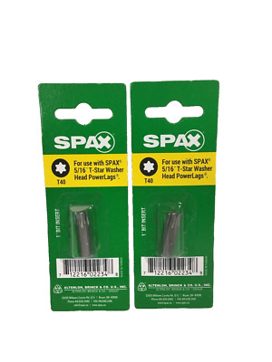 2 Pk Spax T-Star Plus Driver Bit Steel T40 Plus  5/16 Washer Head