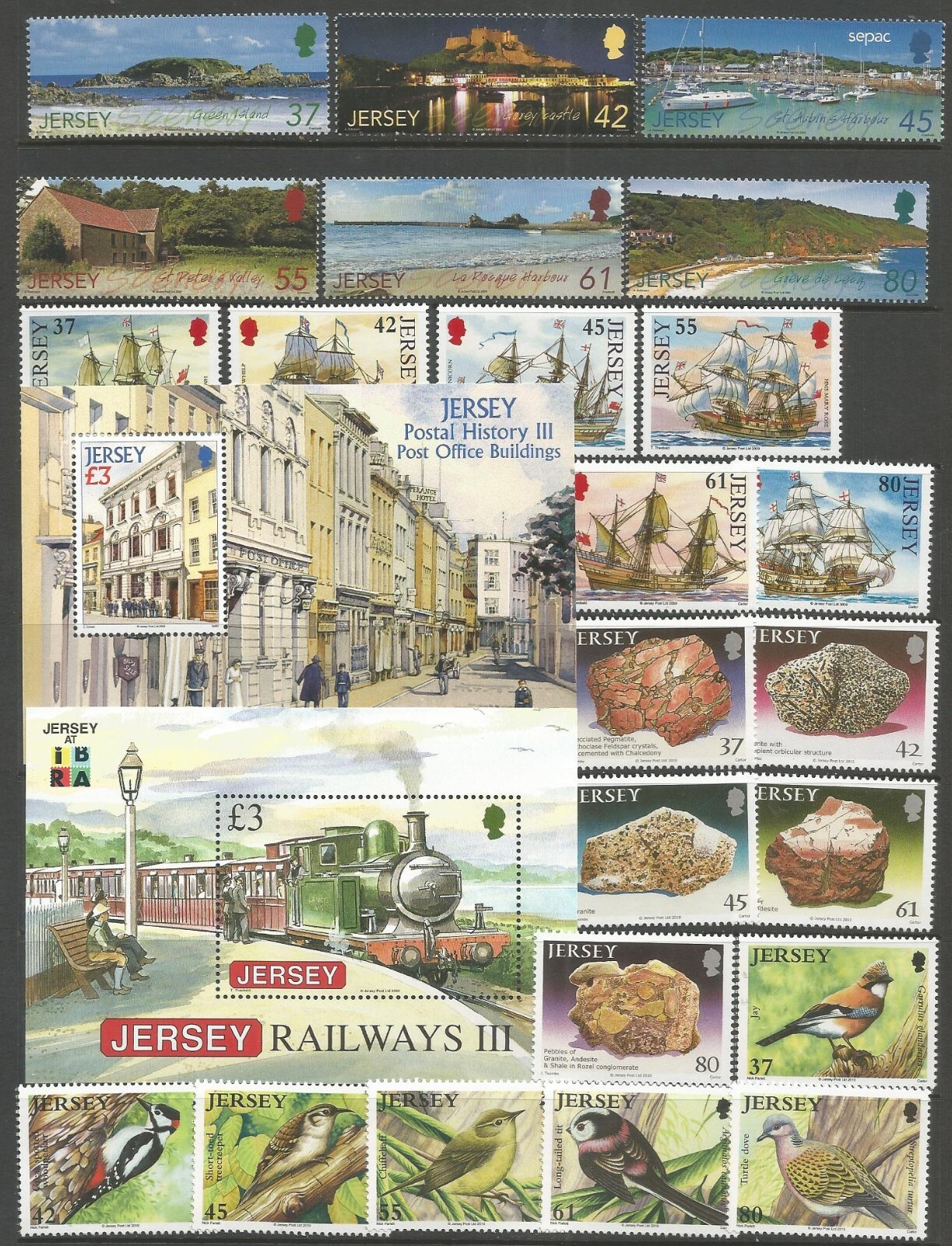JERSEY Collection of 60 different mint, never hinged postage stamps eBay