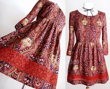 NEW Forever 21 Rust Eggplant Autumn Crochet Lace Trim 3/4 Sleeves Bohemian Dress