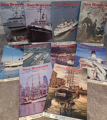 Vintage SEA BREEZES Nautical Magazine Bundle 10 Issues From 87 Missing Oct/Nov