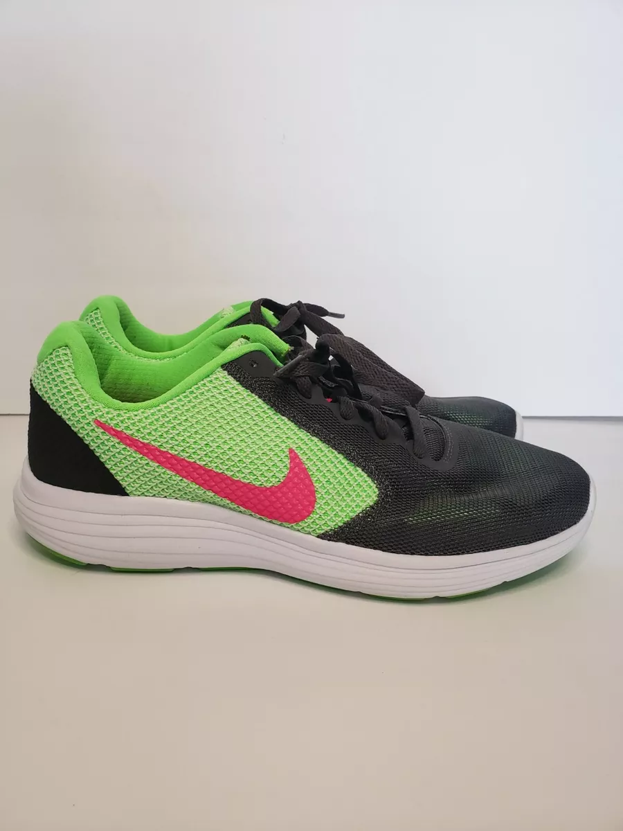 Nike Revolution 3 Green Pink Grey Women s Running Shoes Size 9.5