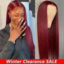 99j Burgundy Colored HD 13x4 Lace Frontal Human Hair Wigs Pre Pucked