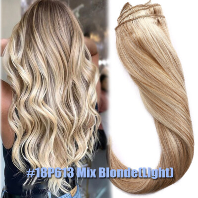 220G Double Weft Clip In 100% Remy Human Hair Extensions Thick Full Head Caramel