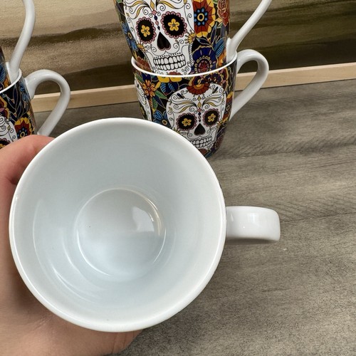 Williams Sonoma Day of the Dead Dia de los Muertos Mugs Set /5 Sugar Skull NWOB - Picture 3 of 7