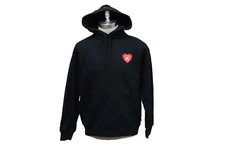 Converse x Valentine Red Heart Black Cotton Kangaroo Pocket Drawstring Hoodie L