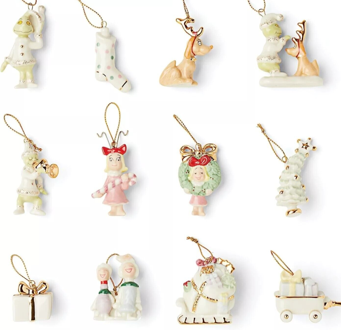 Lenox Grinch 12-Piece Mini Ornament Set Inspired by Dr Seuss How The Grinch Stole Christmas