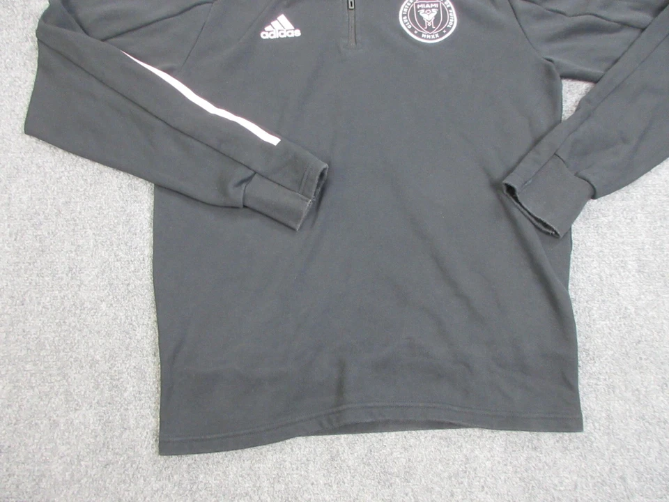 Suéter Inter Miami Para Hombres Grande Negro Logo Sudadera con Capucha Cremallera MLS Fútbol Fútbol Adidas Foto 2 de 4