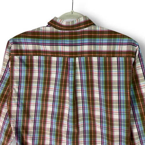 Camisa a Cuadros Peter Millar Para Hombres M Manga Larga Multi Botones Fin de Semana Preparación para Lavado - Imagen 8 de 12