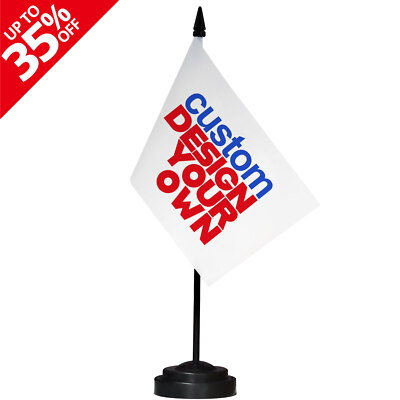 Anley Custom Desk Flag Set - Miniature Desktop Flag with 12'' Solid Pole