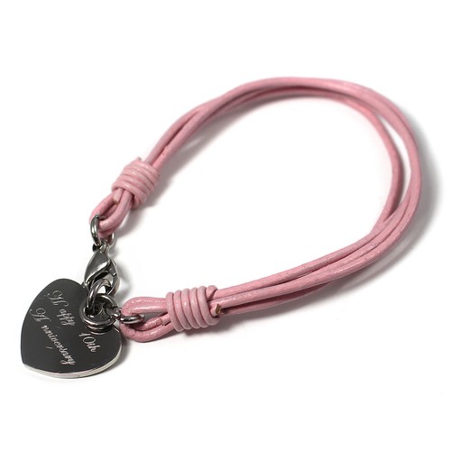 PULSERA BARRA IDENTIDAD ACERO CUERO PERSONALIZADO SEÑORA CON ENCANTO GRABADO regalo - Imagen 24 de 25