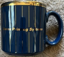 Vintage Xerox Printing Systems Blue & Gold Striped Promotional Mug England
