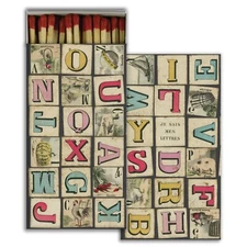 Alphabet Set of 2 Large Matchboxes with Wooden Matches