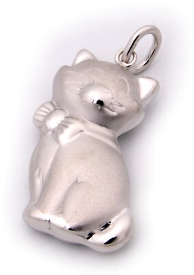 New Silver 925 Pendant Cat Sterling Silver Partially Matte Plastic