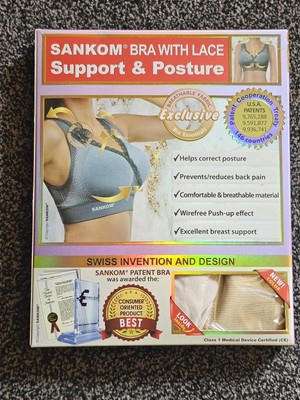 Sankom Patent Stütz- und Haltung BH mit Spitze Yoga Fitness Wear Gr. M bis L.