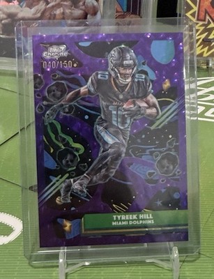 2025 Topps Chrome Tyreek Hill #62 Purple Galaxy Parallel /150 Dolphins SP Cosmic