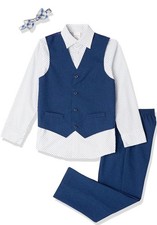 Van Heusen Boys' 4-Piece Formal Suit Set, Vest,Pants,Collared Dress Shirt,  Tie