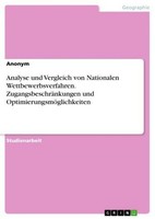 Analyse Und Vergleich Von Nationalen Wettbewerbsverfahren. ZugangsbeschräNkungen