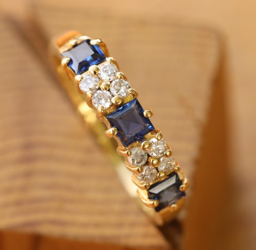 Sapphire & Diamond Band Ring