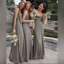 Jenny Yoo Olive Green Spaghetti Strap bridesmaid maxi Dress size 6