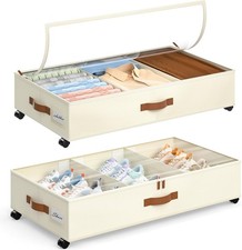 Under Bed Storage with Wheels, 2 Pack Under Bed Storage Containers with
