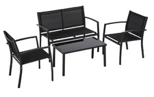 Set Mobili Da Esterno Con Copertura in Textilene E Tavolo Con Copertura in Vetro