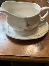 Vintage International Marmalade Geese 8868 Gravy Boat w/ Underplate – 3.5” T