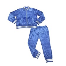 Womens Tracksuit Blue Velour Zip Jacket w Joggers Pants Set Size S