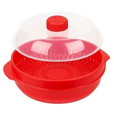 Microwave Steamer BPA-Free Red Cooker – Steam Veggies, Fish, Rice, Poultry