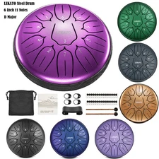LEKATO Steel Tongue Drum 6" 11 Notes D Key Percussion Instrument Hand Pan Drum