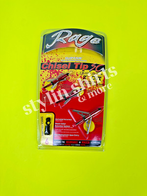 ONE Rage Slipcam CHISEL TIP SC 2''+ cut mechanical 2 blade broadheads 100 grain